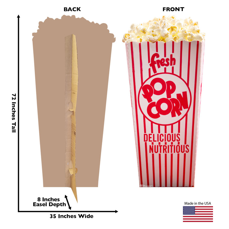 72'' Red and White Cardboard Popcorn Box Standup