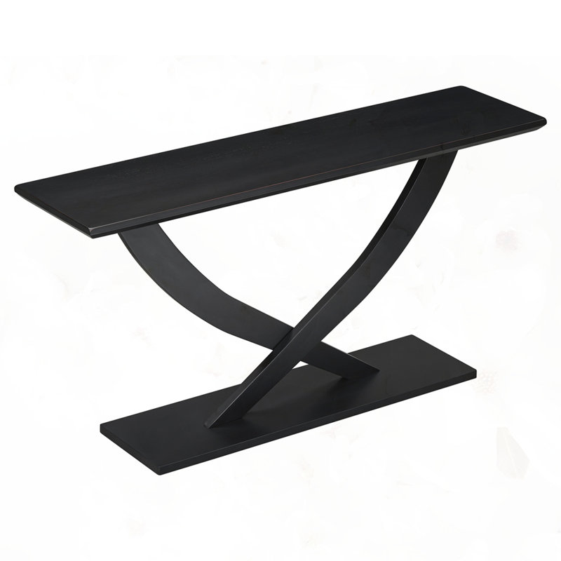 Rustic Console Table with Cross-Leg Design, Black