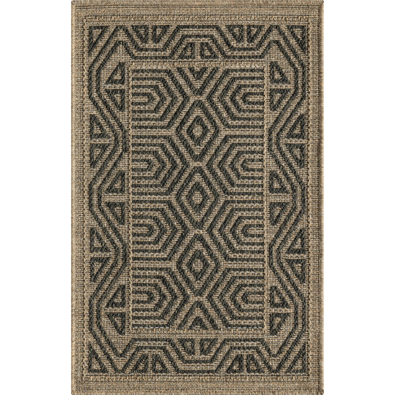 Abani Rugs Magdaleno PAT140A Outdoor Grey Beige Geometric Area Rug, Rectangulaire 2 pi x 3 pi