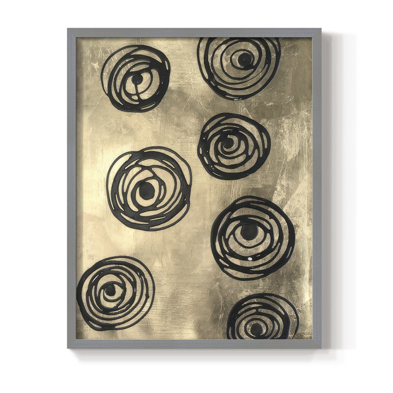 Quantum Circles I, reproduction encadrée - bois massif, H 30 po x l 24 po, Gris
