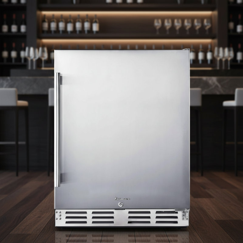 Réfrigérateur à boissons Kalamera 24 pouces avec capacité de 150 canettes - Mini réfrigérateur à boissons sous le comptoir avec porte en acier inoxydable - Refroidisseur intégré et autoportant - 32-40 ℉