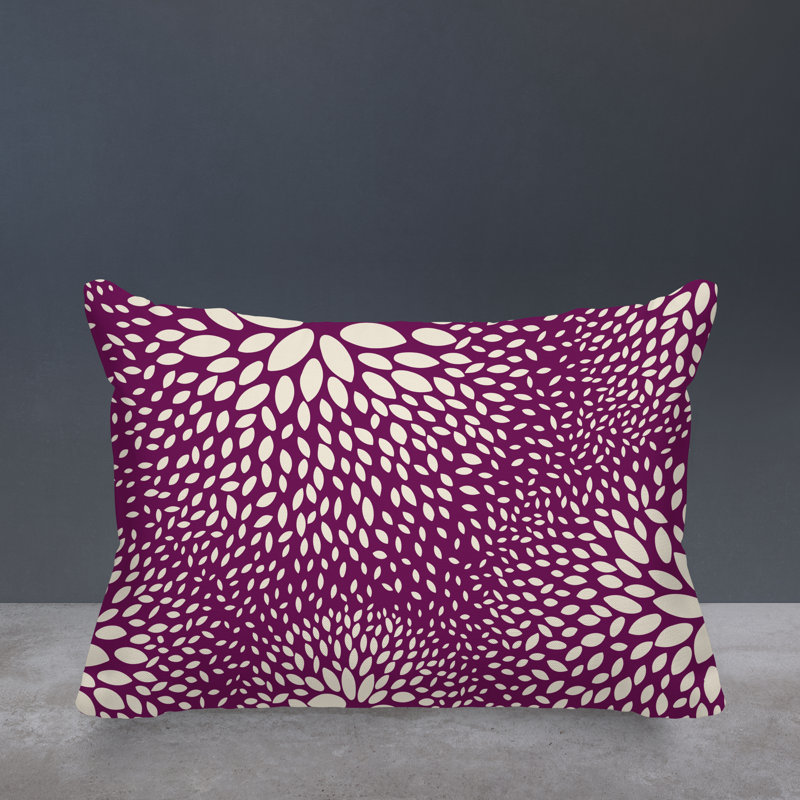 Coussin décoratif intérieur / extérieur en polyester filé floral Bavière, Mauve/crème