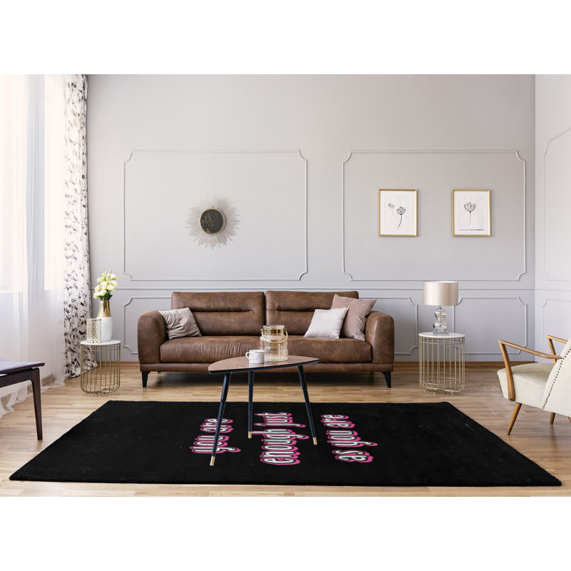 Tapis en poly-tableau noir style en polyester assez quote, Rectangle 5 pi x 7 pi