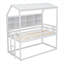 Lit superposé simple simple au-dessus de simple avec toit semi-fermé, barrières de sécurité, tablettes de chevet et échelle-106845150