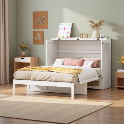 Lit escamotable double avec grands tiroirs de rangement, lit mural peu encombrant