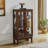 Curio Cabinet Lighted Curio Diapaly Cabinet With Adjustable Shelves And Mirrored Back Panel-1278854140