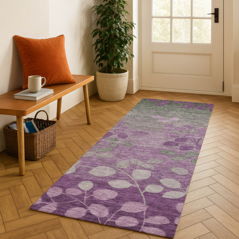 Tapis floral de qualité supérieure lavable à la machine Jakiyra AMF1900, Tapis de couloir 2 pi 3 po x 7 pi 6 po