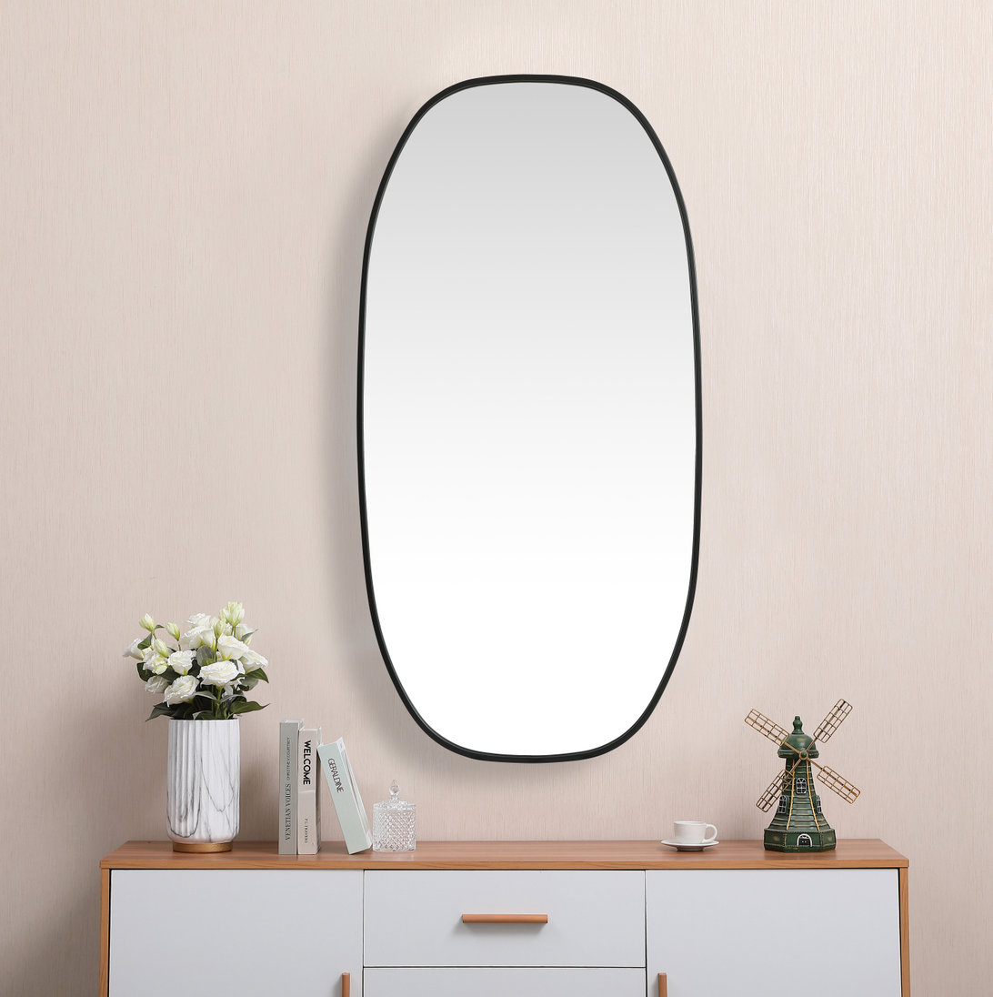 Bertin Metal Oval Wall Mirror, Black, 48"  x 24" 