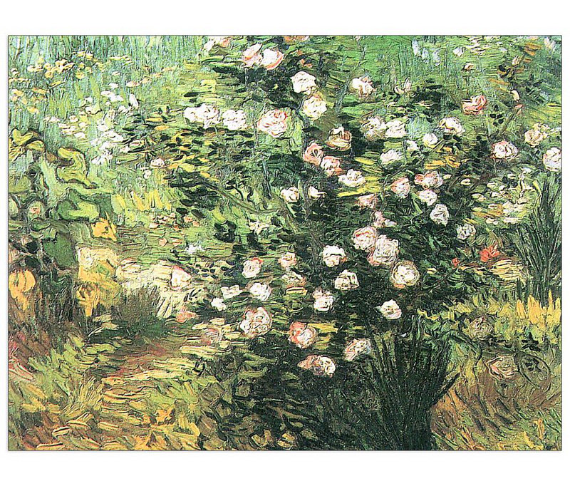 Flowering Rosebush by Vincent Van Gogh - Wrapped Canvas Painting, 60cm H x 80cm W x 1.8cm D