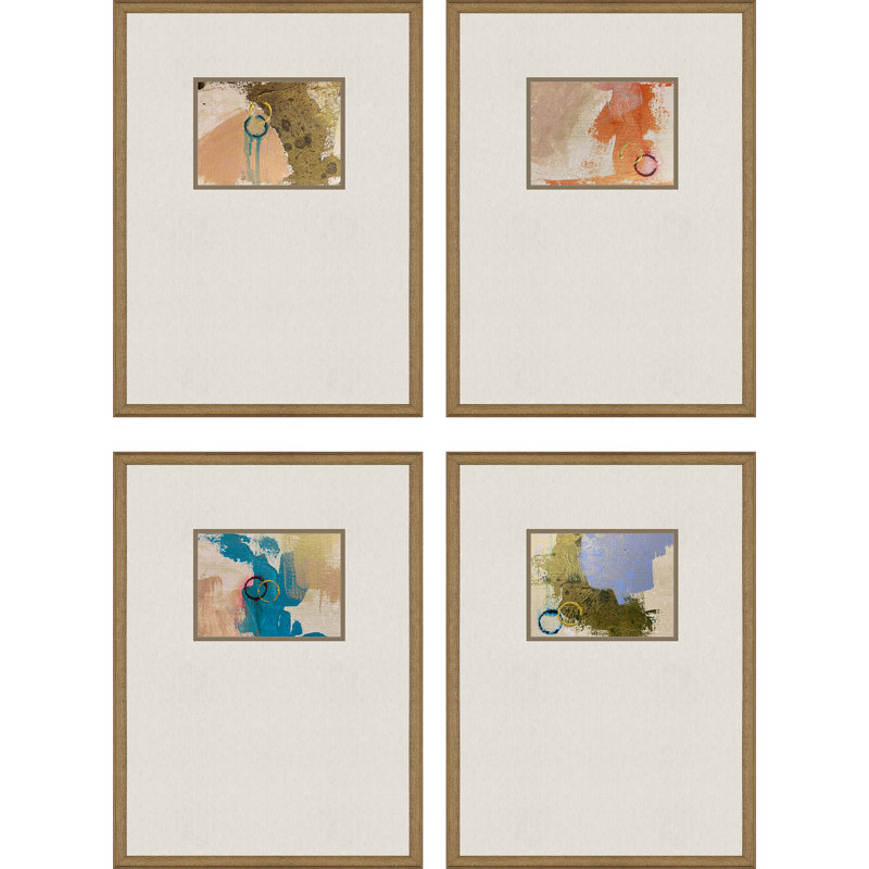 Ensemble de quatre découvertes I, impression encadrée or