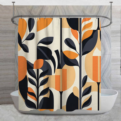Rideau de douche floral - décor de salle de bain botanique moderne