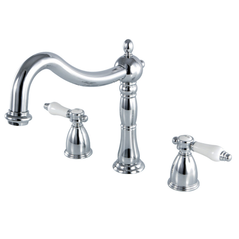 Kingston Brass Bel-Air Two-Handle 3-Hole Deck Mount Roman Tub Faucet, Polished Chrome