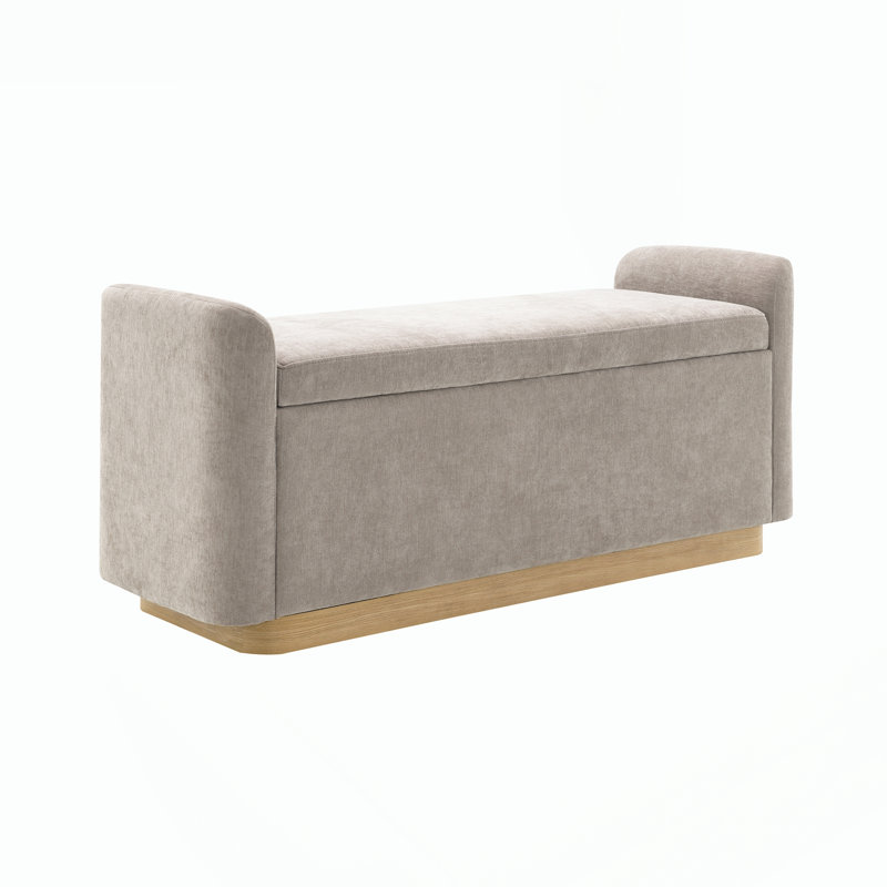 Banc de rangement avec repose-pieds et charnière de sécurité, Brown, Brown