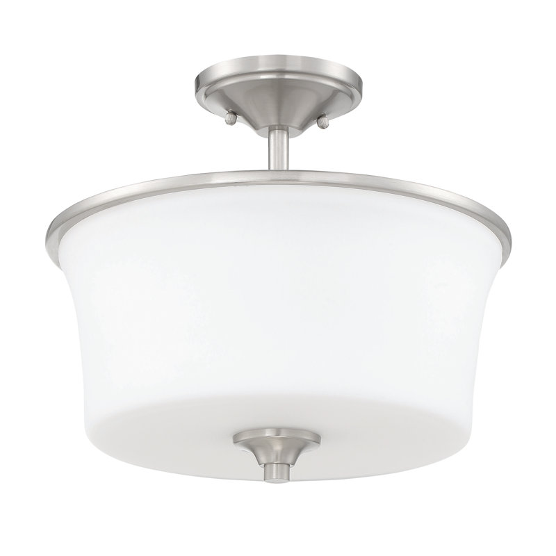 Wiggins 2 - Light Dimmable Drum Chandelier, Brushed Polished Nickel, White Frosted
