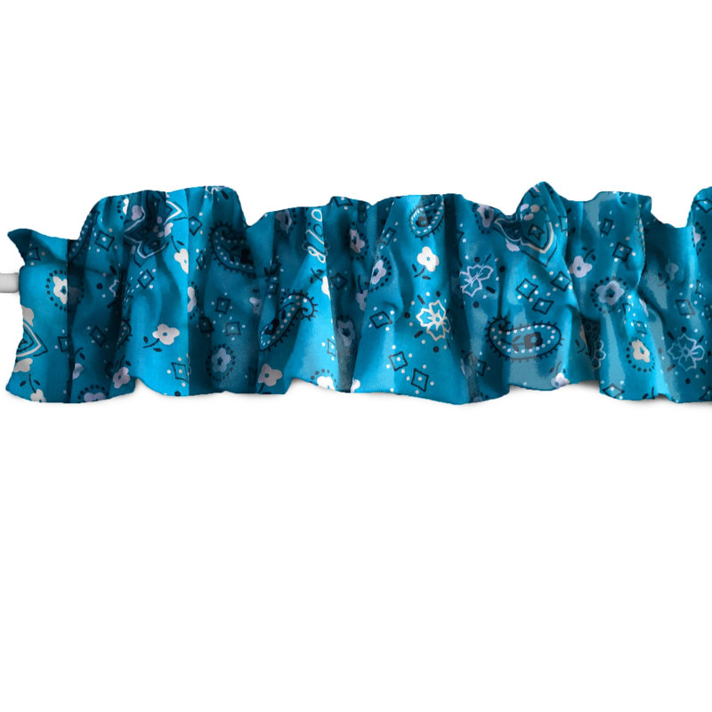 Cantonnière sur mesure en mélange de coton Paisley, L 120 po x L 9 po, Turquoise