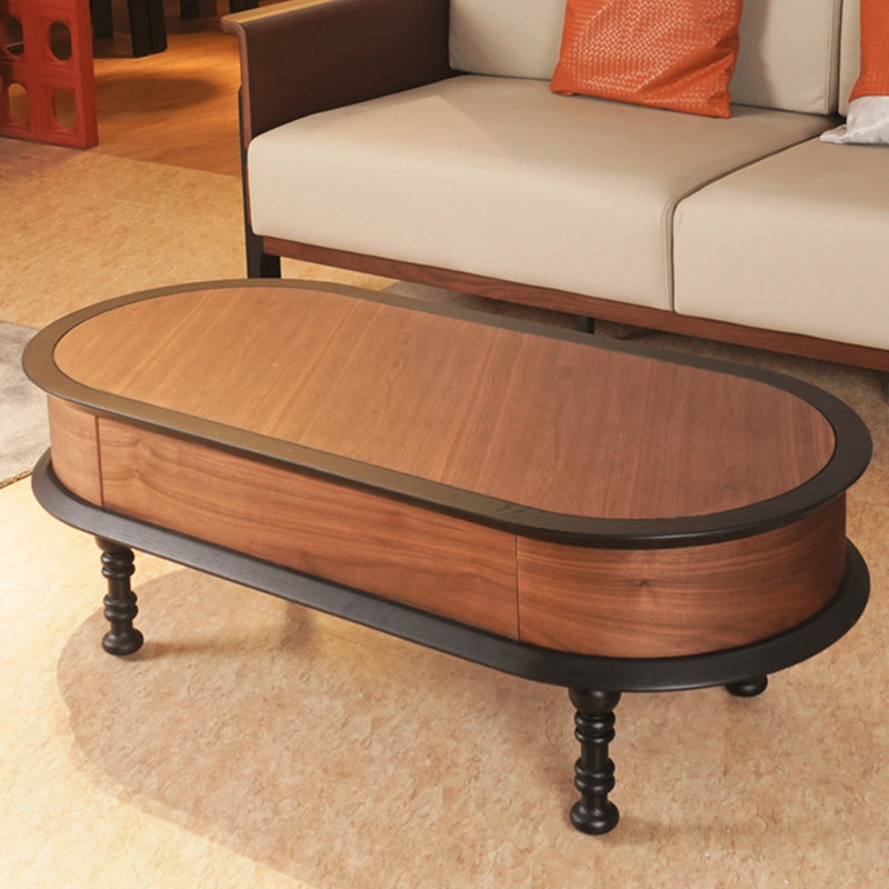 Table basse en bois massif, pieds solides, H 15,75 po x l 55,12 po x P 21,65 po