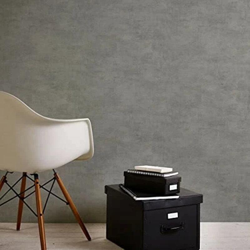 Papier peint moderne texturé imitation béton gris foncé mat contemporain