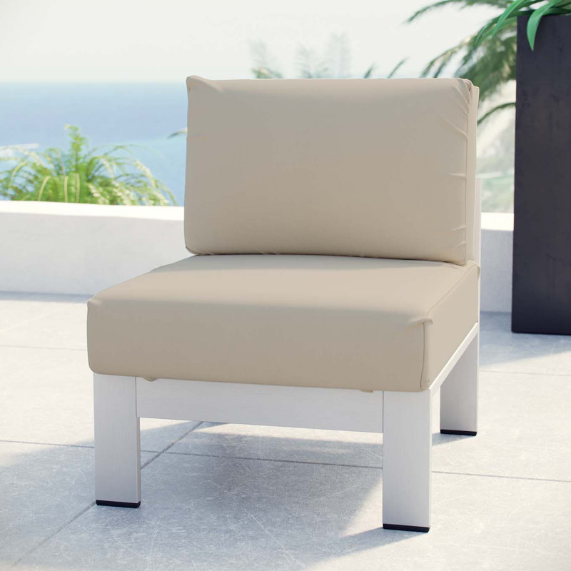 Chaise de patio avec coussins Shore, Beige