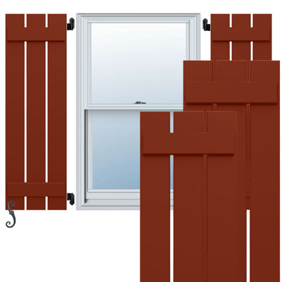 Volets en composite à trois planches EnduraCore l 17 1/8 po x H 44 po, rouge poivre (par paire - quincaillerie non incluse)