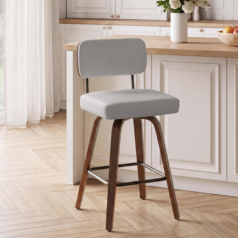 Tabourets de bar pivotants, chaises de bar rembourrées de 68 cm (26,7 po) de hauteur comptoir, Gray, 1