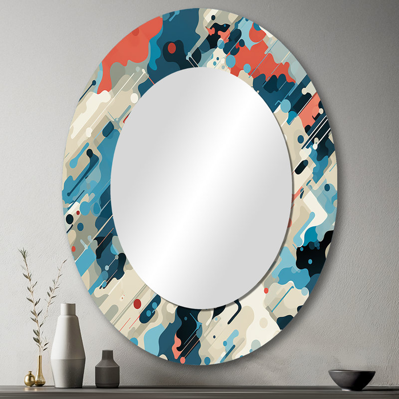 Cuber Techno Concealment - Blue Oval Wall Mirror Decor, 43" H x 33" W