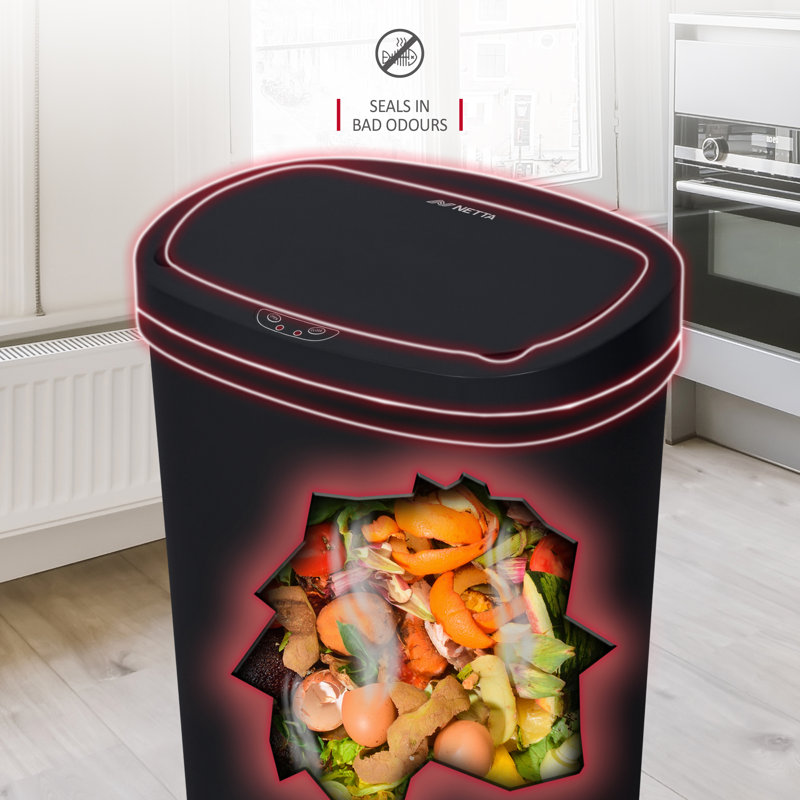 NETTA 50 Litre Motion Sensor Trash Can, Black