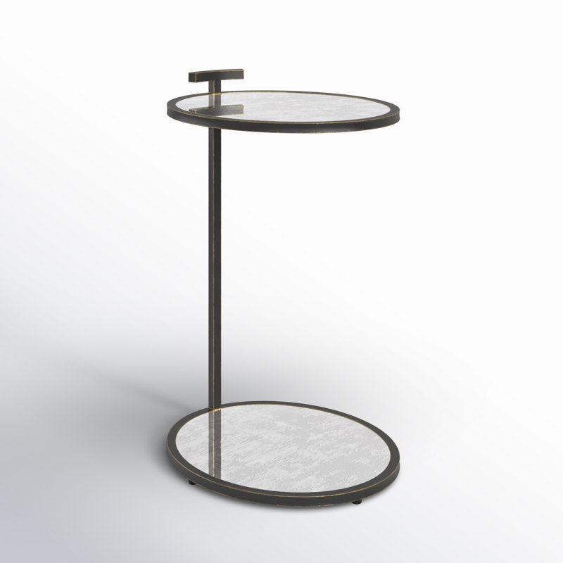 Ciro Metal & Mirrored Side Table, Metallic Gray