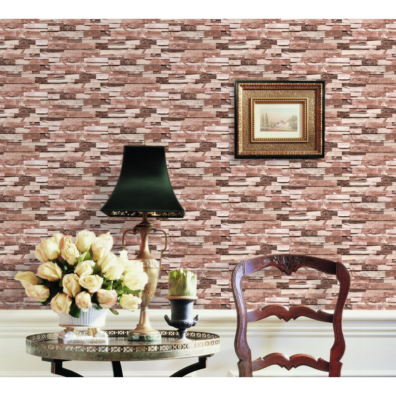 Rouleau de papier peint l 33 pi x l 21 po Marjorie, Beige / Rouge