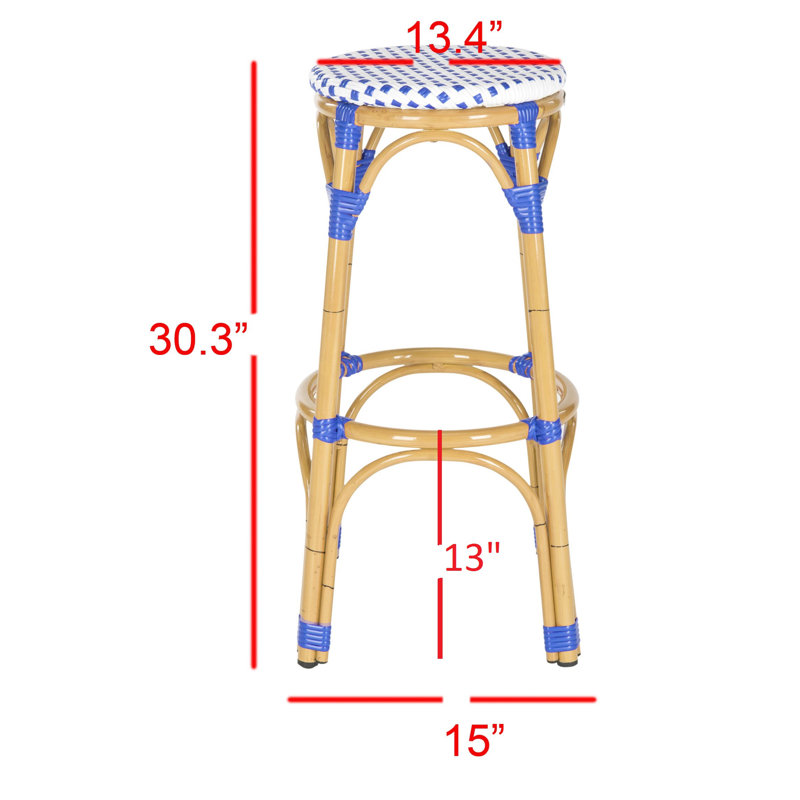 Outdoor Charley Bar Stool, Blue/White