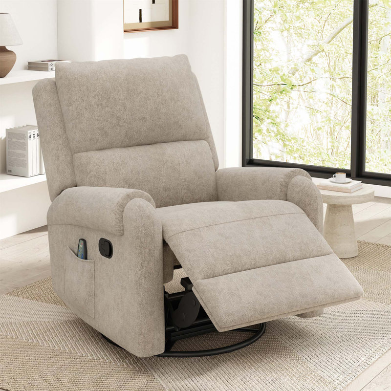 Manual Recliner Massage Chair With 8 Customizable Modes, Side Storage, And Swivel Rocker For Living Room, Bedroom, And Nursery