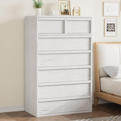3 Drawer Dresser, 31.2" Tall Rattan Chest of Drawers, Modern Wood Storage Cabinet for Bedroom, Living Room, Closet Organizer, by Ebern Designs