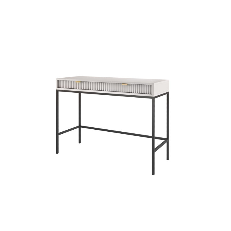 Heyke Metal Base Writing Desk, Light Grey