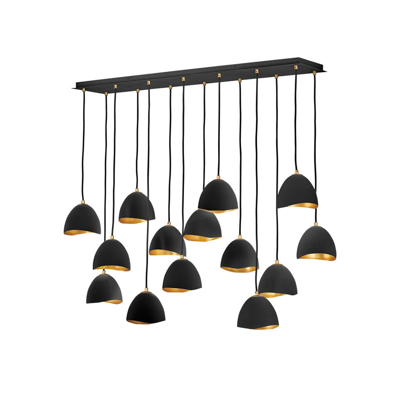 Lustre géométrique unique à 14 lumières Cotter, Coquille noire