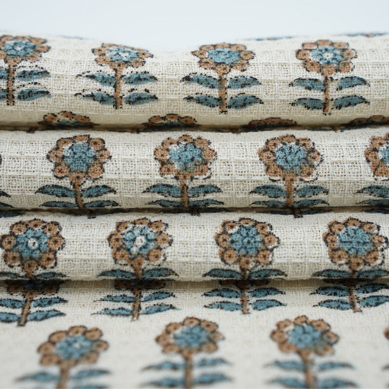 Handcrafted Cotton Hand Block Print Waffle Floral Hand Towels - Premium Quality for Your Bathroom, Anamika, Brown
