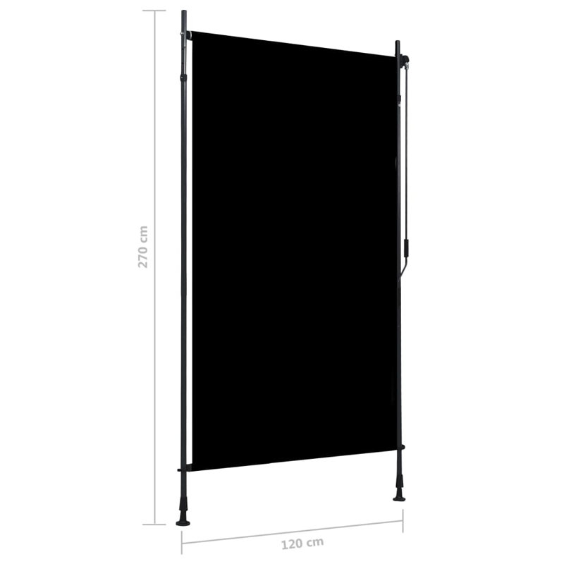 Outdoor Room Darkening Roll-Up Blind, 270cm L x 120cm W