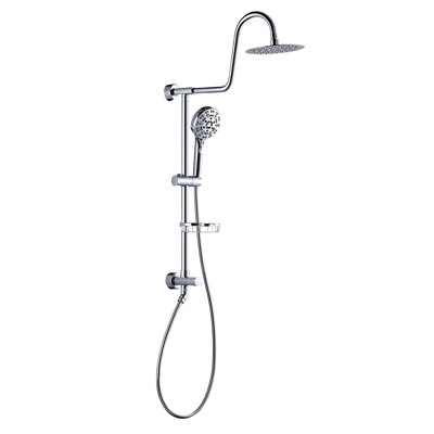 Système de douche avec pomme de douche à pluie 8 po, douche à main à 8 fonctions, barre coulissante réglable et porte-savon