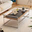 Table basse Rio, design Bauhaus pour petits appartements, bois massif rétro avec acier inoxydable, multifonctionnel et peu encombrant