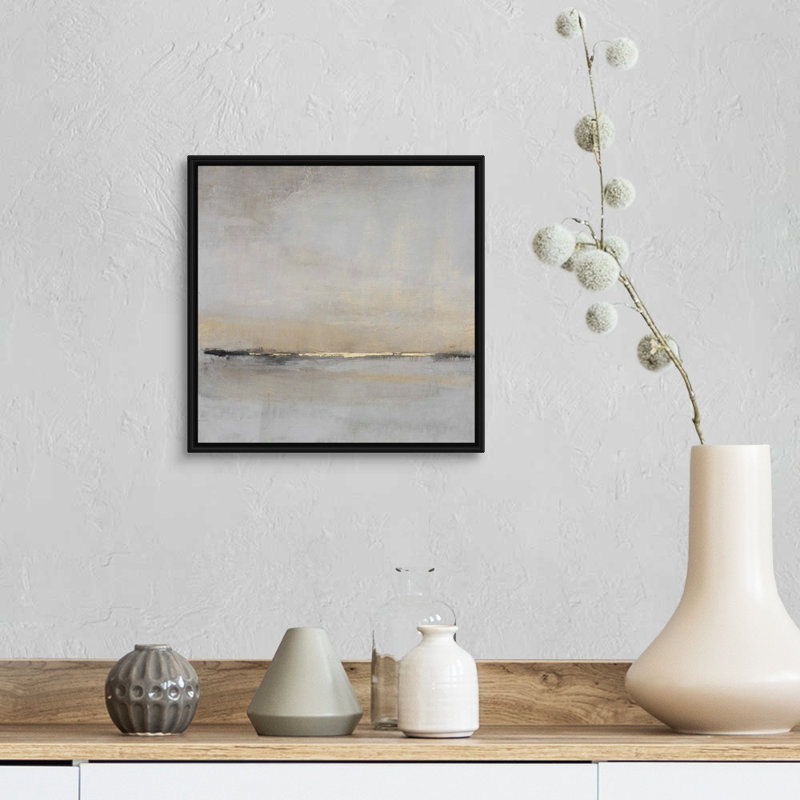 «Horizontal Flow II» par Tim O'Toole - Peinture sur toile, Toile avec cadre photo, H 14 po x l 14 po, Noir