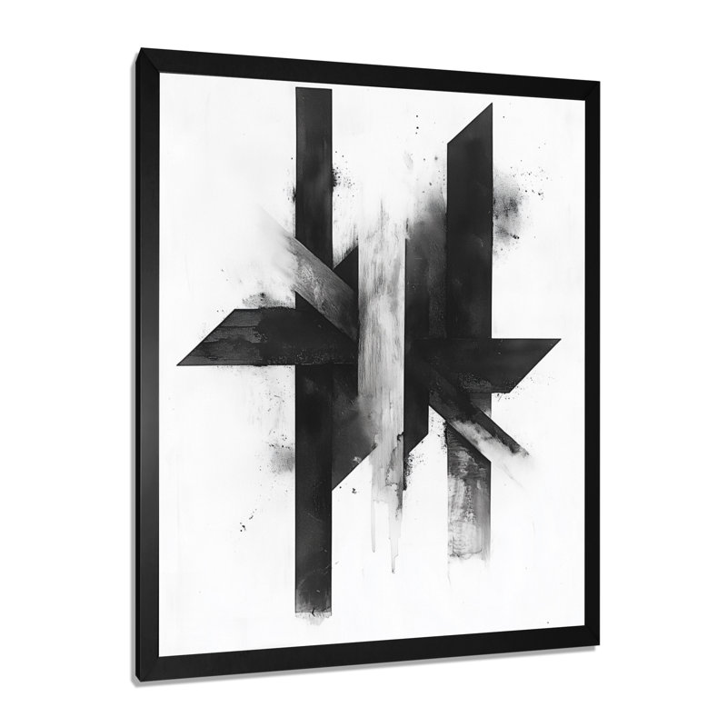 Géométrie noir et blanc Angles monochrome II - Formes abstraites Tableau encadré, H 40 po x l 30 po, Cadre photo noir