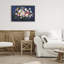 Fleurs vibrantes sur un cadre flottant bleu foncé, design par Petal Prints Design-315179345-315179344