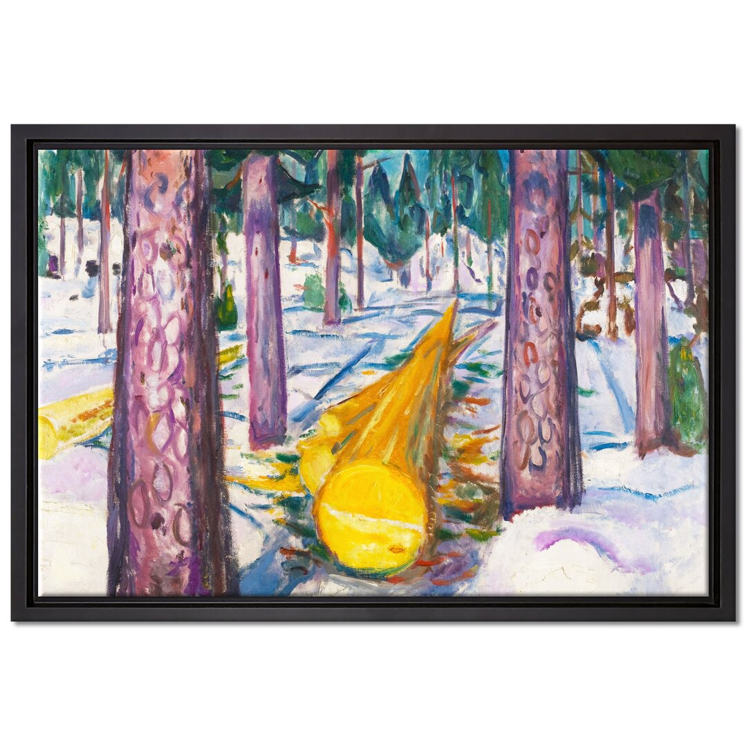 Gerahmtes Leinwandbild Yellow Tree Trunk von Edvard Munch