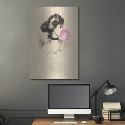  «Victorian Lady Misbehaving 1» par Alicia Longley, art mural en métal, 24 po x 36 po
