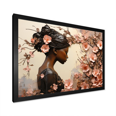 Gold and pink African american floral dance - Woman African Wall Decor