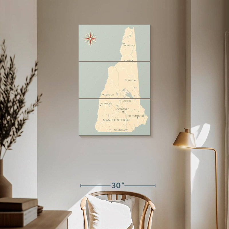 Aliaz New Hampshire Map, 57" H x 36" W