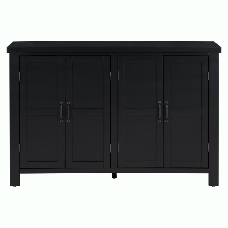 Storage Wood Console Table with Cabinet, Black