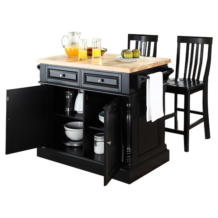 Diamondback Kitchen Island Set, Black