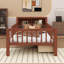 Twin Size Bed With Headboard Storage Rack, Two Under-Bed Drawers, And Three-Side Safety Guardrails-1003616196