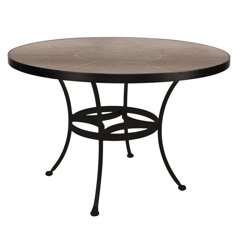 Outdoor Round Dining Table, 42" W x 42" L x 29.5" H, Canyon Taupe, Carbon Black