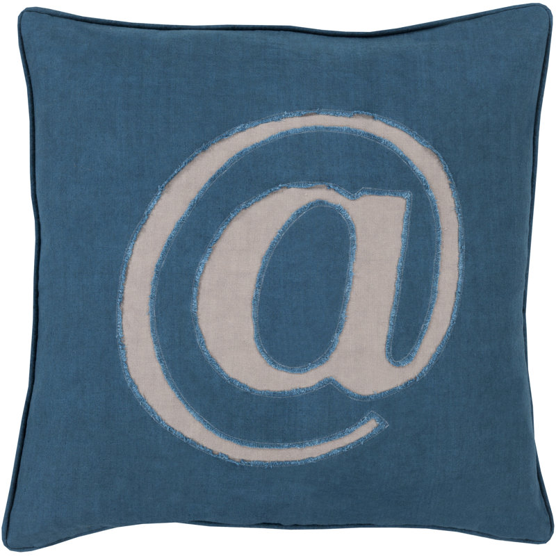 Text Pillow Cover, 20" x 20", Navy/Light Gray