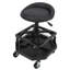Tabouret de mécanicien roulant robuste avec roulettes, hauteur réglable, siège rembourré pivotant à 360 °, noir-126175584